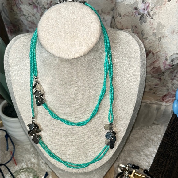 LOFT Blue and Silver Layered Necklace - Picture 1 of 6